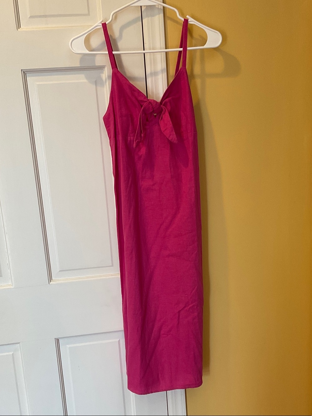 Hot Pink Old Navy Midi Dress with Front Tie, size XS